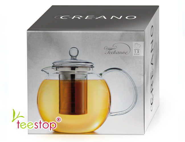 Glaskanne 1300 ml Creano mit Schnabel im Geschenkkarton verpackt