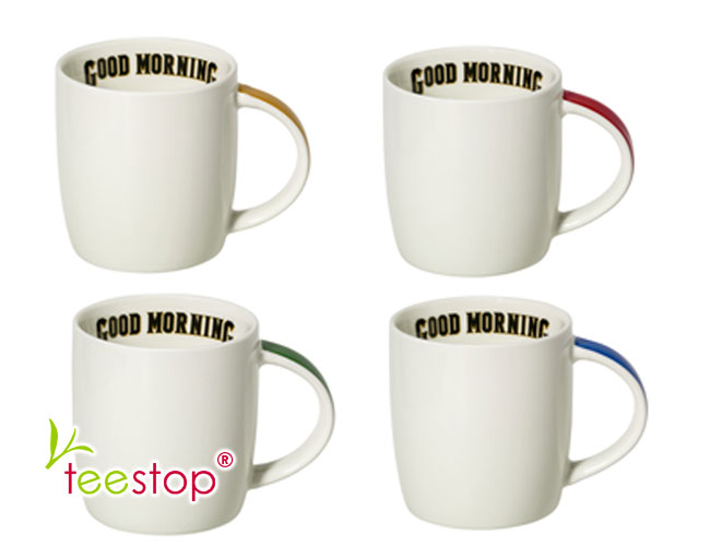 Porzellan - Becher Good Morning 4 fach sortiert 