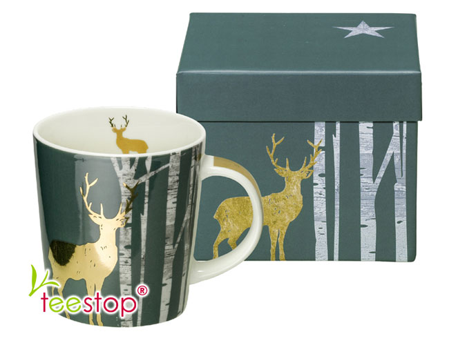 Becher Mystic Deer aus Porzellan im Geschenkkarton verpackt