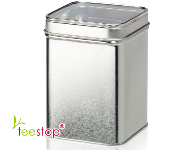 Teedose Silver Star mit Sichtfenster 100g